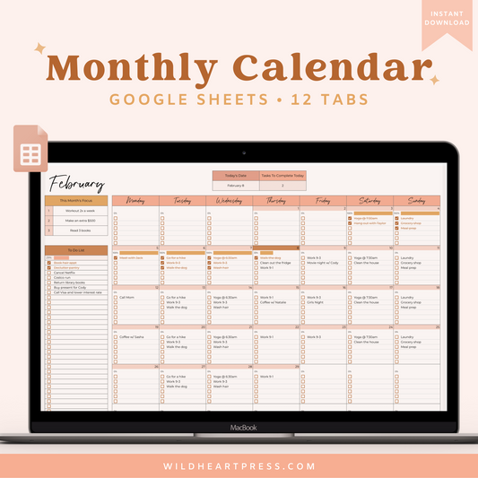 Monthly Calendar for Google Sheets